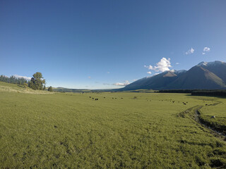Obraz premium PANORAMIV LANDSCAPE VIEW, MOUNTAIN AND SKY BACKGROUND