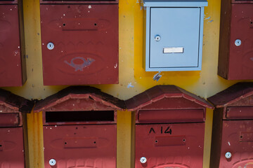 outside lockers in a village square  Afionas Corfu