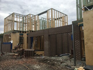 Obraz premium Construction of Brick Veneer town houses in Melbourne Victoria Australian Suburbia 