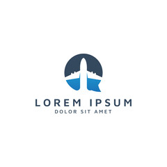 chat and plane negative space logo design