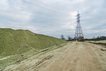 TRUSKAVETS, UKRAINE - NOVEMBER 28, 2020: Construction of the Truskavets bypass road.