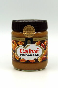 Amsterdam, the Netherlands - Januari 26, 2018: Jar of Calve Peanut Butter.