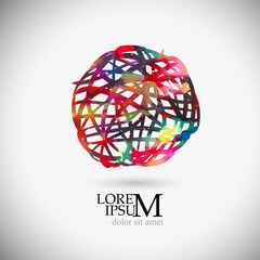 A Multicolored ball of lines. Vector illustration