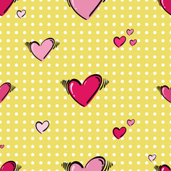 Fototapeta na wymiar Vector abstract seamless pattern with hearts. Love.