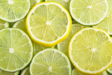 Fototapeta na wymiar Close-Up of Slices of Lemons and Limes