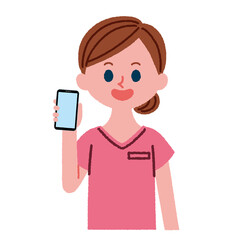 スマートフォンを持っている歯科助手のアイコン