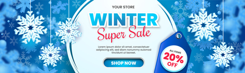 Winter Sale with Snowflakes and Price tag