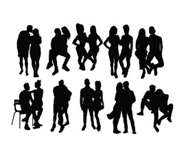 Couple Love People, art vector silhouette design
