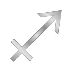 Sagittarius symbol on white.