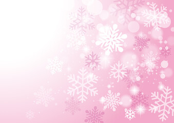 キラキラ光る雪の背景　ピンク