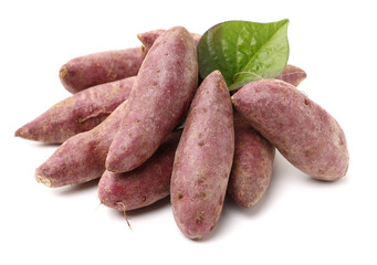 Purple Colored Sweet Potatoes on White background