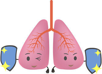 元気な肺のイラスト可愛い人体のイメージ素材 Lung Wall Mural Lu Foolchico
