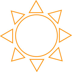 可愛くてシンプルな線画の太陽の天気マーク・アイコンのイラスト素材