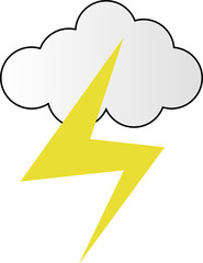 可愛くてシンプルな雲と雷の天気マーク・アイコンのイラスト素材