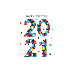 Happy New Year elegant design of colored 2021 logo numbers