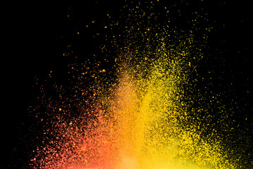 Fototapeta na wymiar abstract powder color on black background