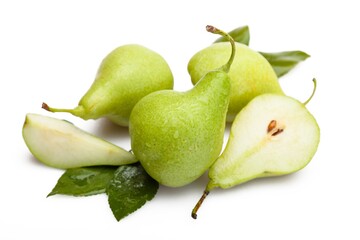Fototapeta na wymiar Green Pears with Slices