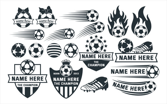 assorted football soccer theme vector graphic design template set for sticker, decoration, cutting and print file