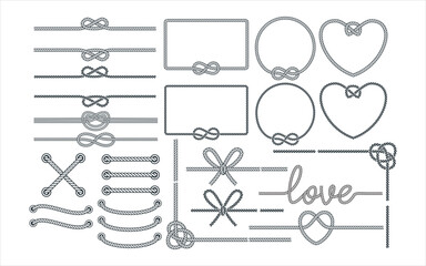 rope knot, rope border, vector graphic design template set for sticker, decoration, cutting and print file © great19