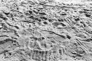 Black and White Footprints in Sand
