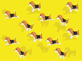 Dog Running Harrier Cartoon Character Illustration Seamless Background