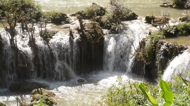 Tee Lor Su waterfall in deep forest and a large waterfall in The Northen of Thailand.