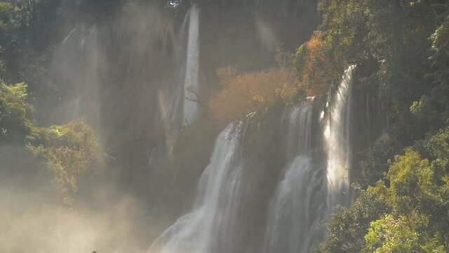 Tee Lor Su waterfall in deep forest and a large waterfall in The Northen of Thailand.