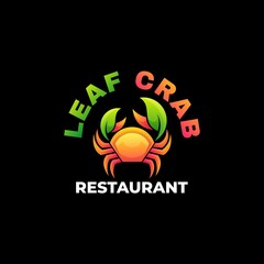 Vector Logo Illustration Leaf Crab Gradient Colorful Style.
