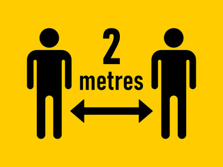Keep Your Distance 2 Metres or 2 m Social Distancing Warning Symbol. Vector Image.