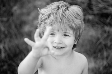 Happy child. Portrait of a handsome boy. Sweet kids face.