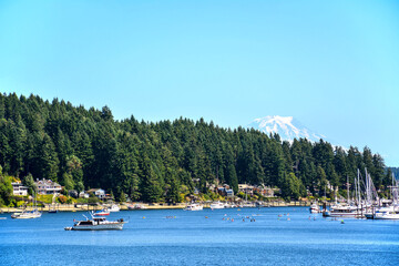 Sunny summer day at Gig Harbor in Washington State near Seattle and Tacoma