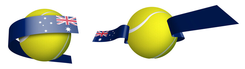 sports tennis ball in ribbons with colors Australian flag. Design element for tennis competitions. World tennis competitions. Isolated vector on white background