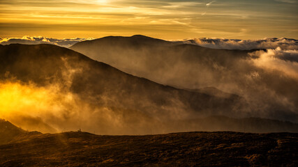 A beautiful mountain scenery. Bieszczady National Park.  The Carpathian Mountains. Poland.