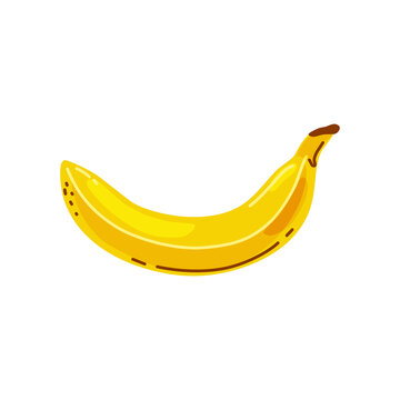 Ripe banana on a white background. Icon. Vector illustration.