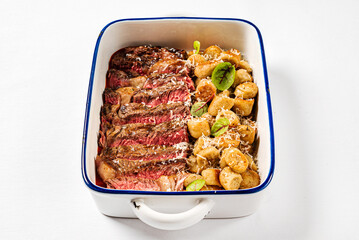 beef steak with roasted potatoes