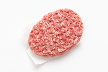  Raw minced homemade cutlets, on the white background