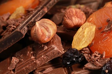 Chocolate, dried fruit and nuts