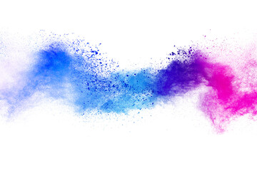 Colorful powder explosion on white background. 