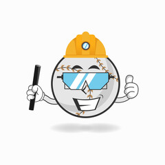 The Baseball mascot character becomes a mining officer. vector illustration