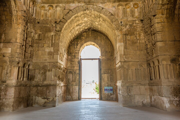 Interior of the Umayyad Palace of Amman Citadel, a historical site at the center of downtown Amman, Jordan.