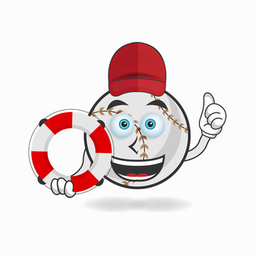 The Baseball mascot character becomes a lifeguard. vector illustration