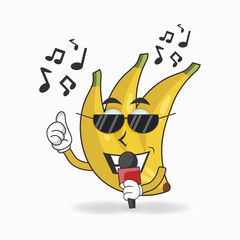 The Banana mascot character is singing. vector illustration