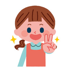 ピースをしている女の子のイラスト素材