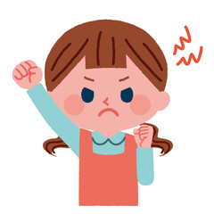 怒っている女の子のイラスト素材