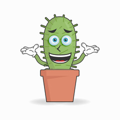 Cactus mascot character with a confused expression. vector illustration