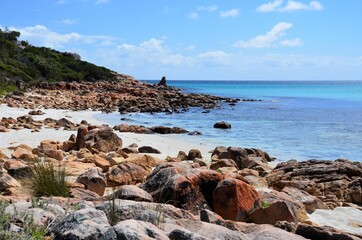 Fototapeta na wymiar The rocky coastline of Cape Naturaliste near Dunsborough Western Australia