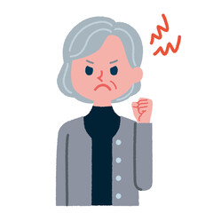 イライラしているシニア女性のイラスト素材