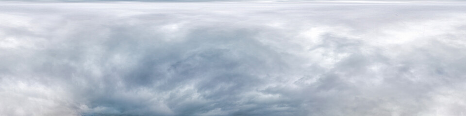 Seamless sky panorama on winter snowy overcast day in spherical equirectangular format with...