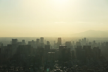 Fototapeta premium Beautiful sunset and mountain landscape in evening at tokyo, Japan.