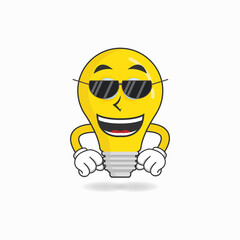 Bulb mascot character with sunglasses. vector illustration